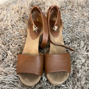 Style & Co. Womens Seleeney Faux Leather Wedge Sandal Brown Size 6.5 Medium